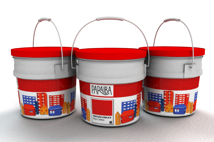composición de botes de pintura vinilica